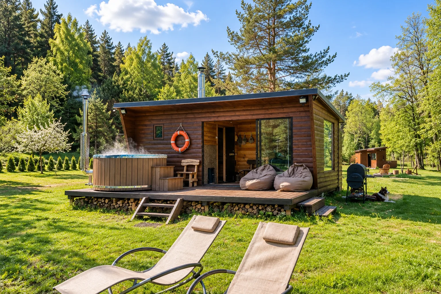 Erdvus namelis su sauna sodyboje Kabakėlio slėnis