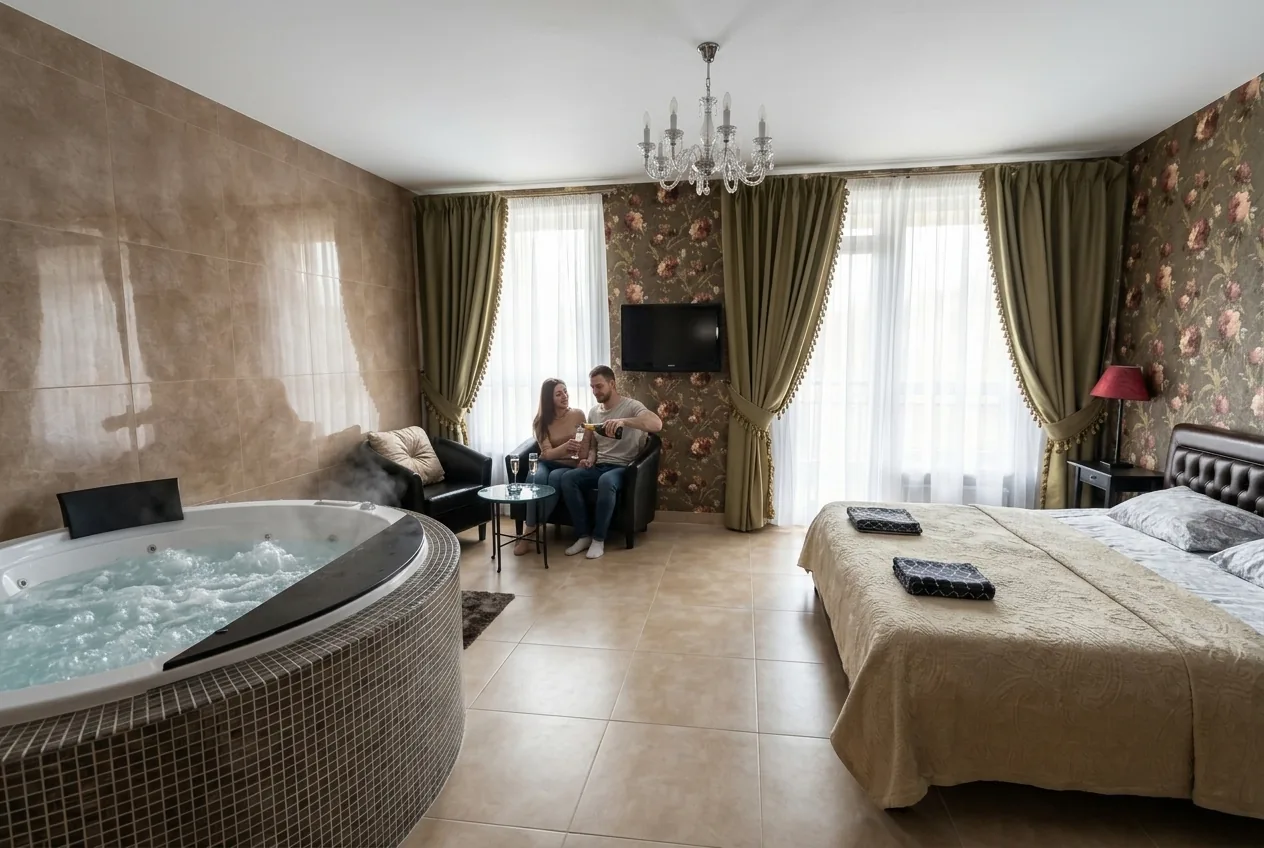 Karališki apartamentai su Jacuzzi romantiškam poilsiui
