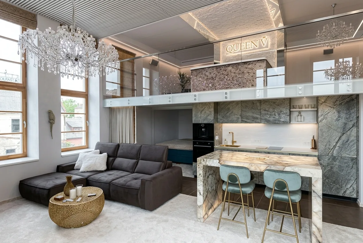 Prabangūs Queen V apartment su jacuzzi bio zidinys