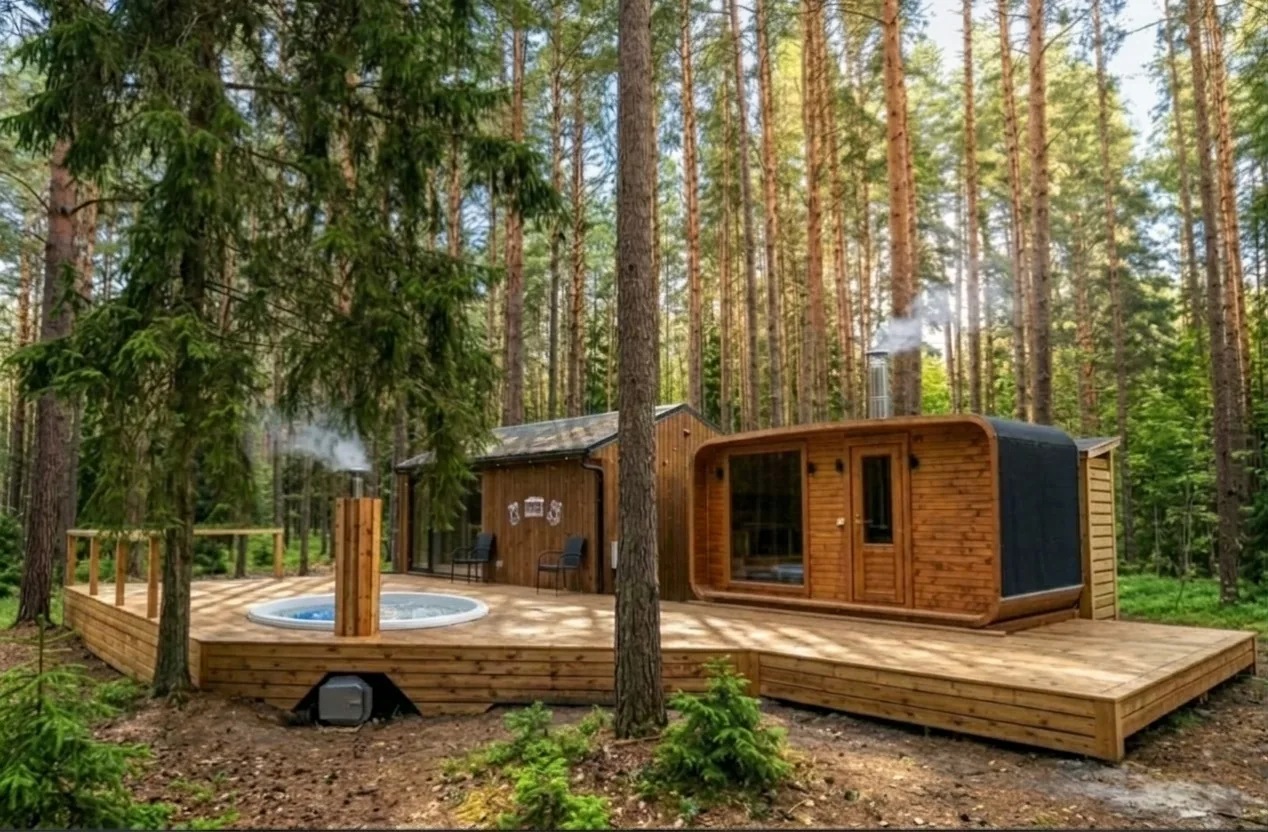 eL Pakrantė – miško namelis su pirtimi ir lauko jacuzzi