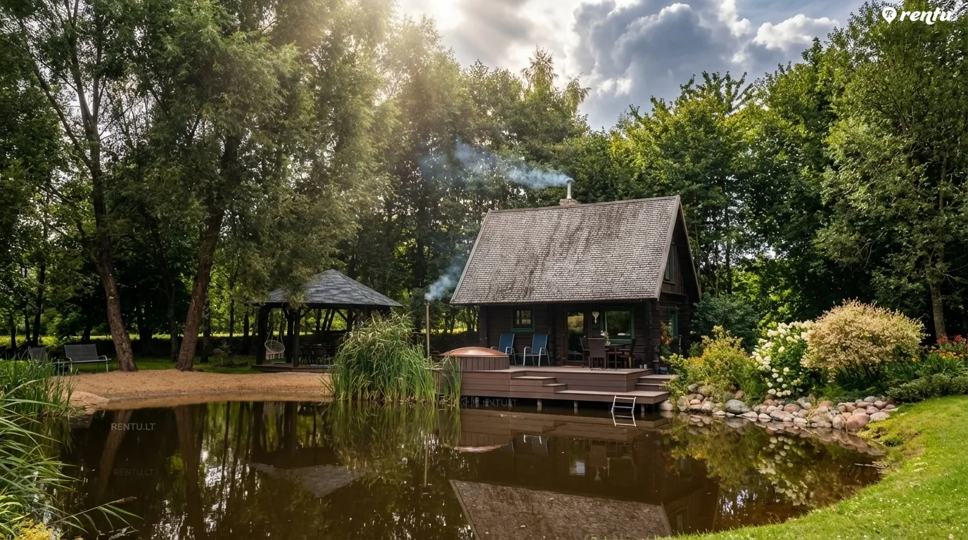 Poilsis, pirtis ir maudynės tvenkinyje – Pirties namelis